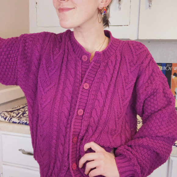 Magenta Knit Cardigans